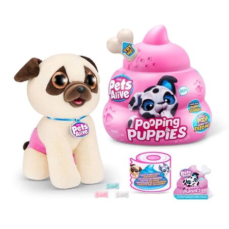 Jucarie de plus interactiva Pooping Puppies, Diverse Modele, + 3 ani, Pets Alive 687368