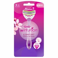 Aparat de ras flexibil cu 3 lame si maner cu parfum flori de cires Xtreme 3 My Intuition Comfort, 4 buc, Wilkinson