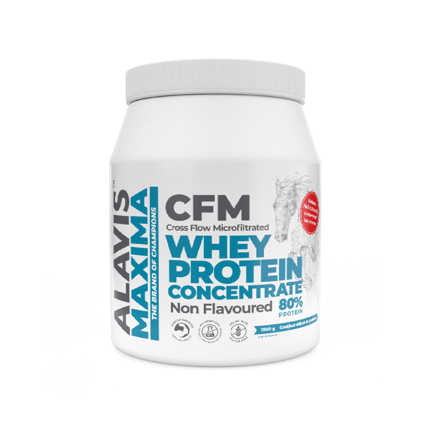 Pudra proteica CFM Whey Protein Concentrate 80%, 1500 g, Alavis Maxima