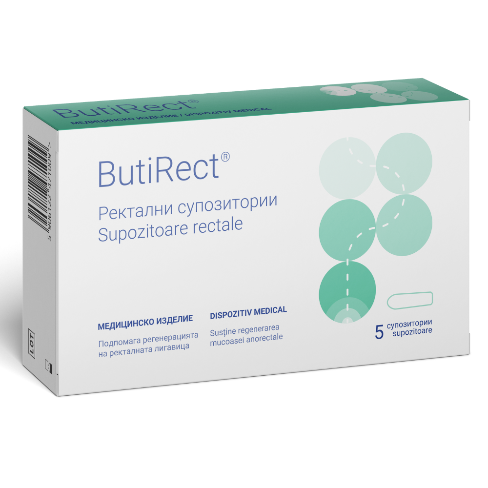 ButiRect, Supozitoare rectale, 5 bucati, NaturPharma