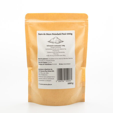 Sare de mare neiodata fina, 1000 g, Natura Plus 688116