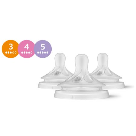 Set tetine cu flux mediu, rapid si foarte rapid, SCY960/03, 3 buc, Philips Avent 723689
