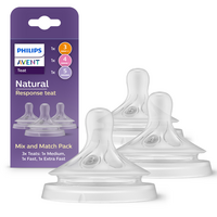 Set tetine cu flux mediu, rapid si foarte rapid, SCY960/03, 3 buc, Philips Avent