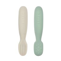 Set 2 linguri silicon, Sage Green/ Velvet Grey, + 4 luni, 2 bucati, Beaba
