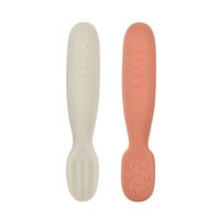 Set 2 linguri silicon, Terracotta/Velvet Grey, + 4 luni, 2 bucati, Beaba