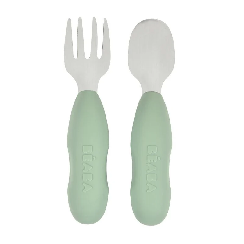 Set tacamuri inox, + 10 luni,Sage Green, 2 bucati, Beaba