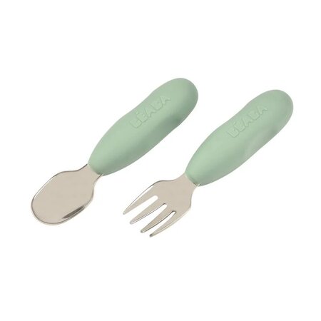 Set tacamuri inox, Sage Green, + 10 luni, 2 bucati, Beaba 688304