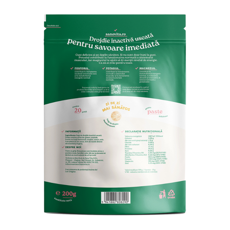 Fulgi de drojdie inactiva uscata, 200 g, Sanovita 723574
