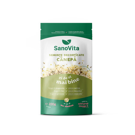 Seminte de canepa decorticate, 200 g, SanoVita