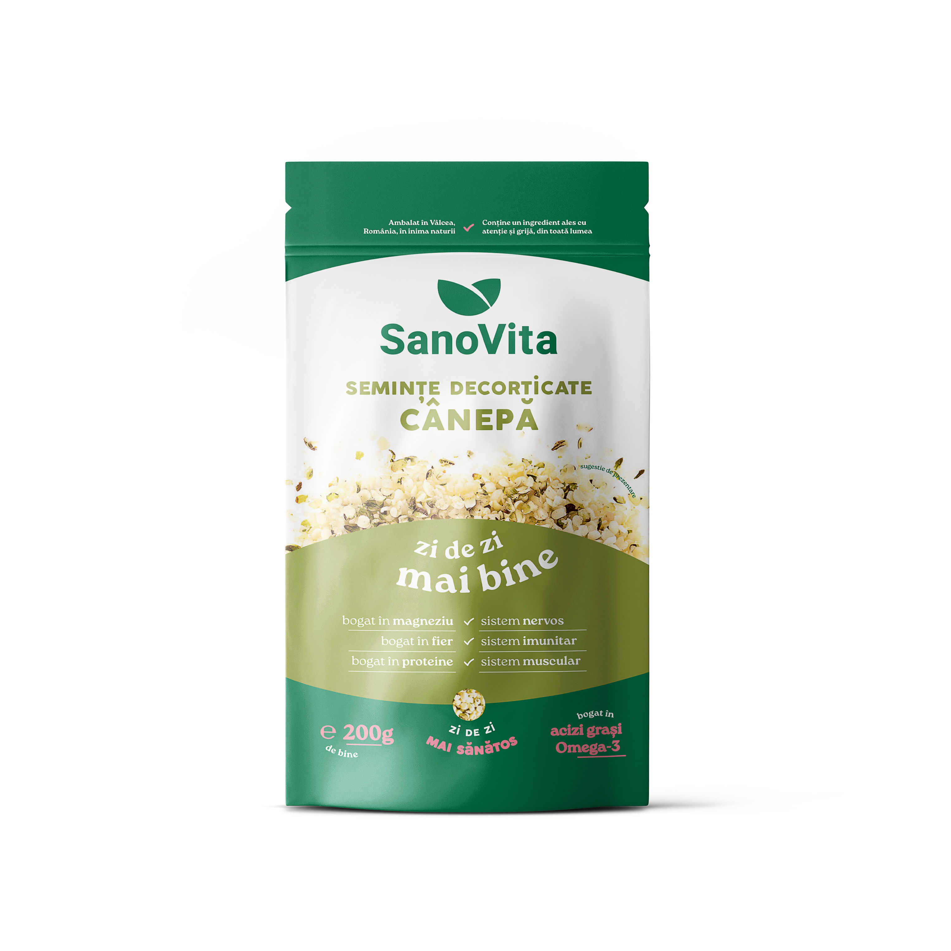 Seminte de canepa decorticate, 200 g, SanoVita