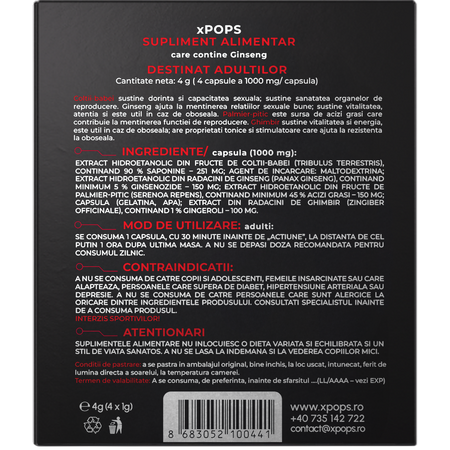 Pastile pentru potenta, 4 capsule, xPops 716339