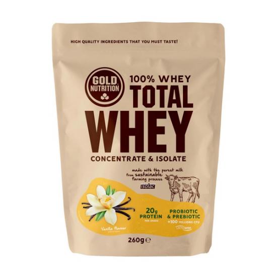 Pudra proteica cu aroma Vanilie Total Whey, 260 g, Gold Nutrition