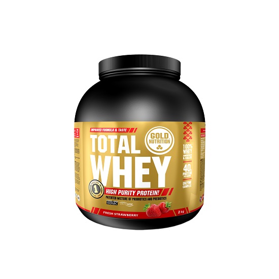 Pudra proteica Total Whey Strawberry, 2 kg, Gold Nutrition