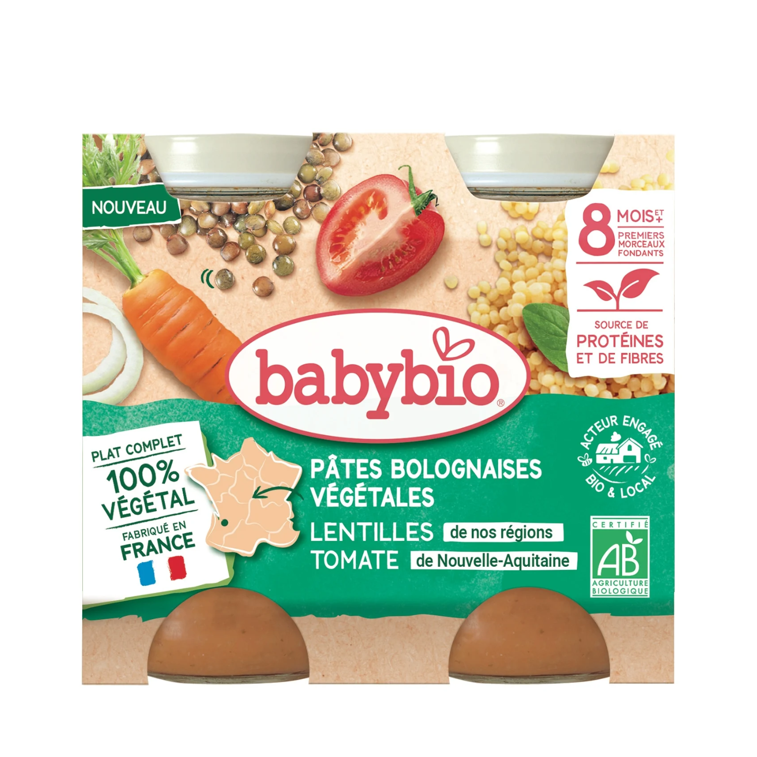 Paste bolognaise vegetale Bio, 2x200 g