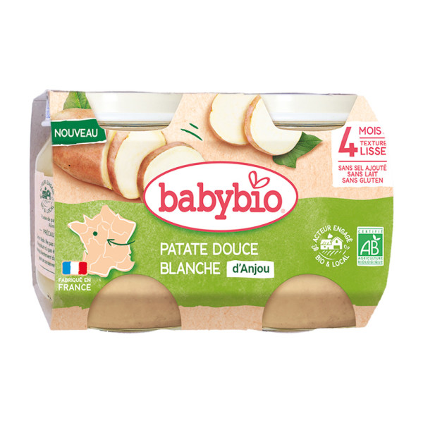 Piure de cartofi dulci albi, 4 luni+, 2x130 g, Babybio