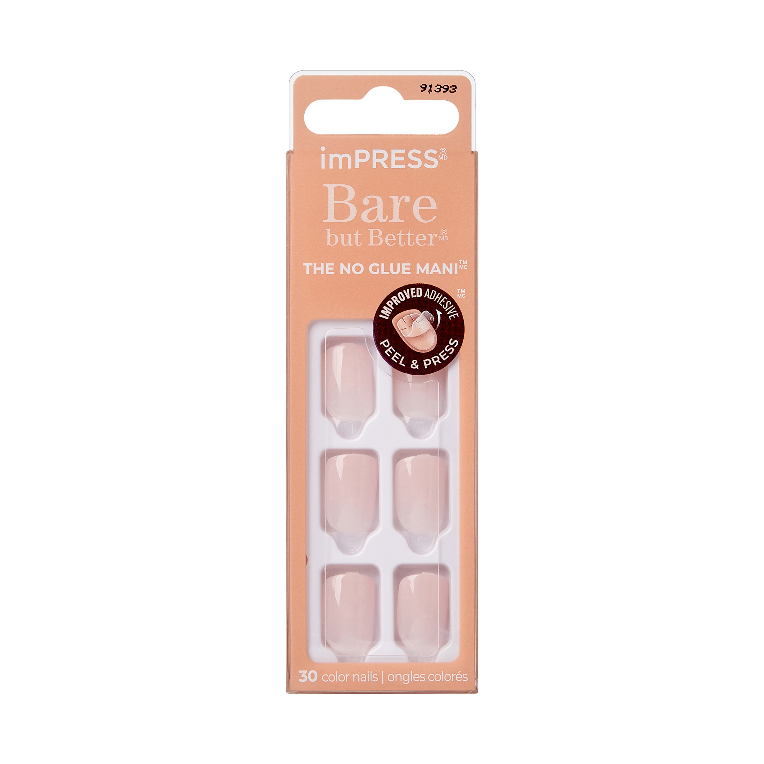 Unghii cu aplicare prin presare imPRESS Instinct, Bare But Better, 1 set, Kiss