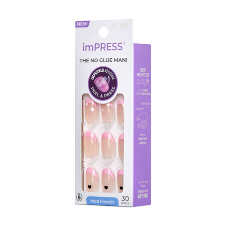Unghii cu aplicare prin presare imPRESS Mod French, Ditto, 1 set, Kiss 689290