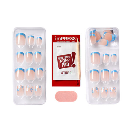 Unghii cu aplicare prin presare imPRESS Modern French, Snooze, 1 set, Kiss 689311