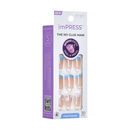 Unghii cu aplicare prin presare imPRESS Modern French, Snooze, 1 set, Kiss 689313