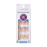 Unghii cu aplicare prin presare imPRESS Modern French, Snooze, 1 set, Kiss