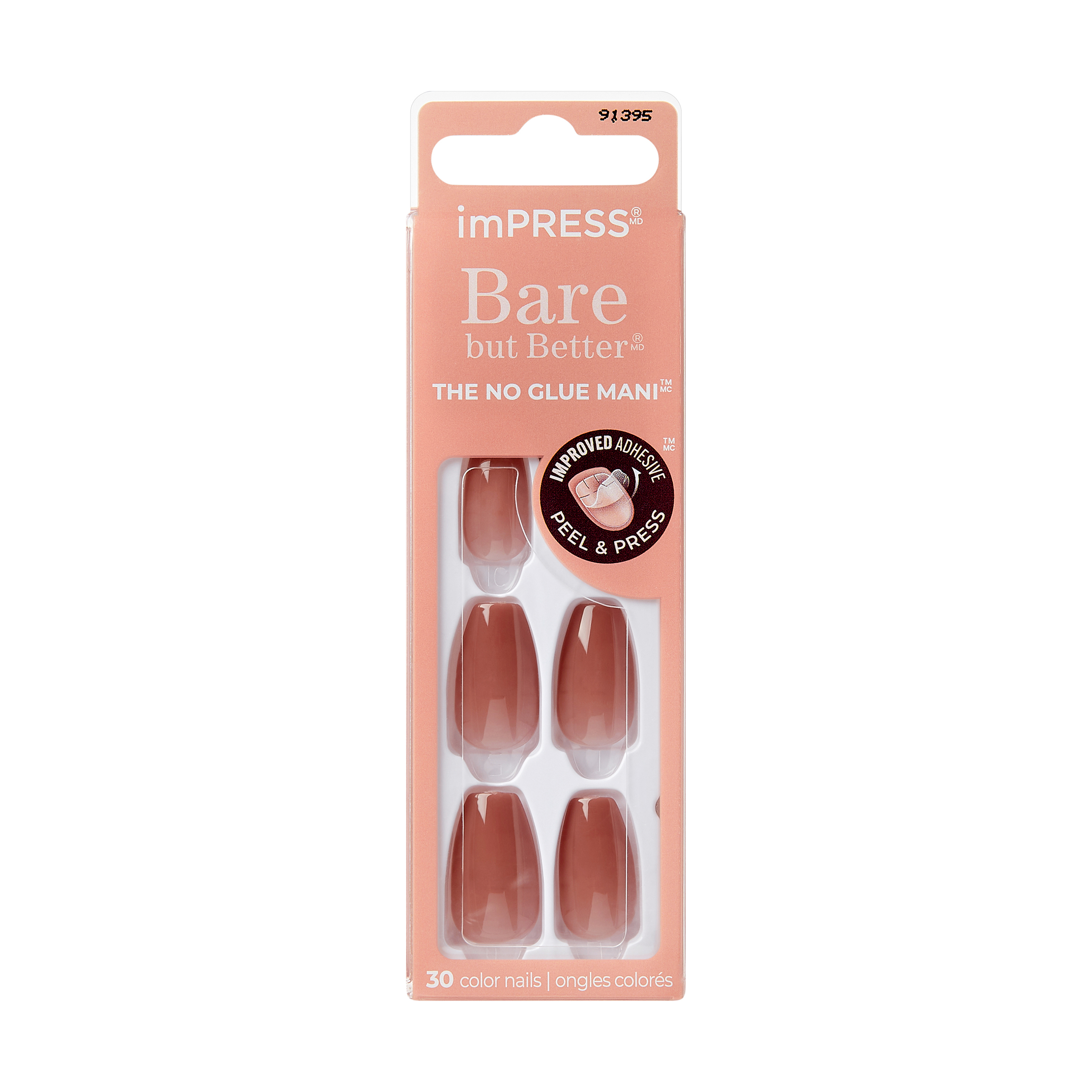 Unghii cu aplicare prin presare imPRESS Bare but Better, Flare, 1 set, Kiss