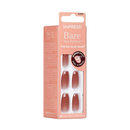 Unghii cu aplicare prin presare imPRESS Bare but Better, Flare, 1 set, Kiss 689335