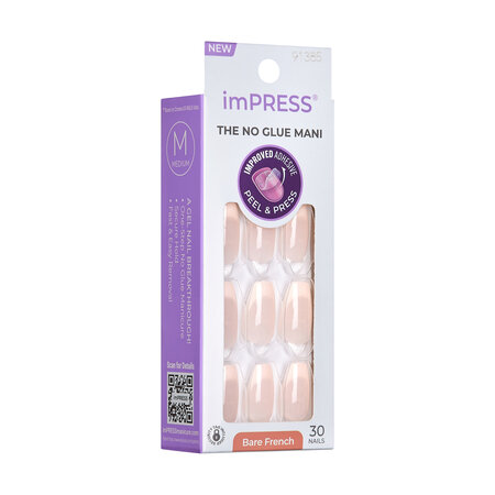 Unghii cu aplicare prin presare imPRESS Bare French, Genuine, 1 set, Kiss 689354
