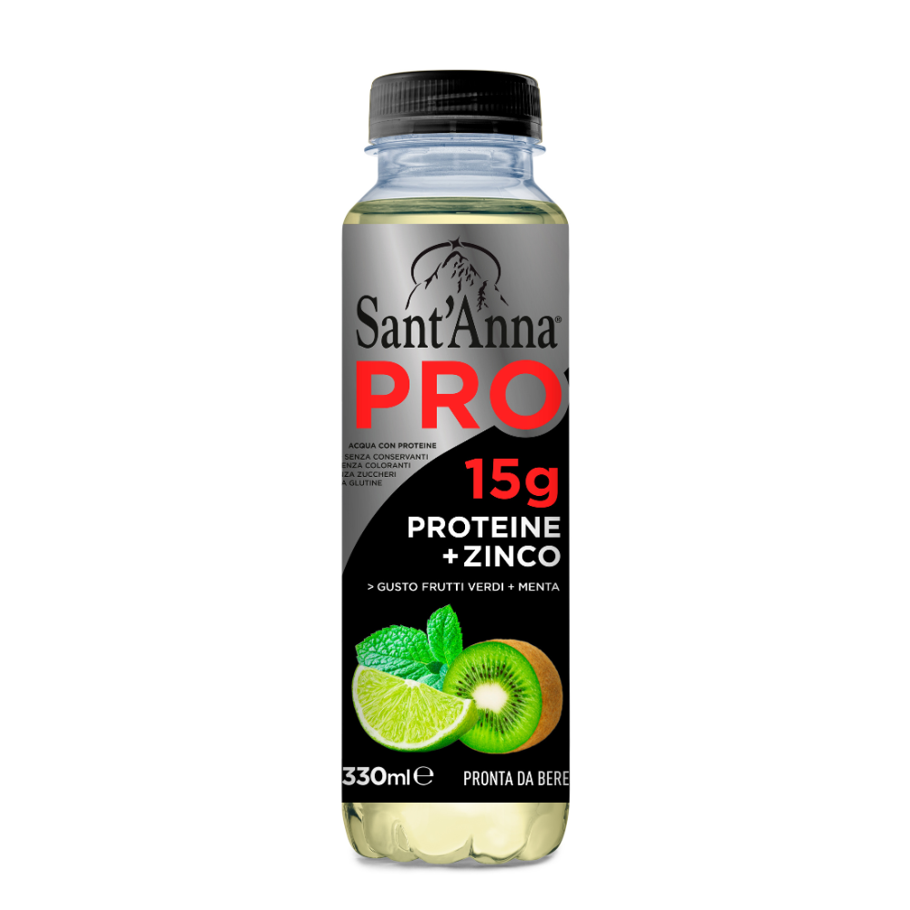 Apa proteica cu aroma de kiwi, lamaie si menta, 330 ml, Sant Anna