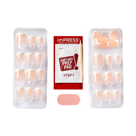 Unghii cu aplicare prin presare imPRESS Classic French, Model, 1 set, Kiss 689363
