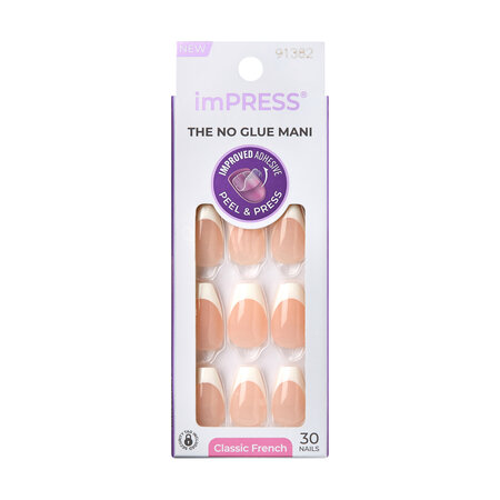 Unghii cu aplicare prin presare imPRESS  Classic French, Ideal, 1 set, Kiss