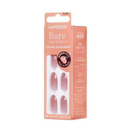 Unghii cu aplicare prin presare imPRESS Bare but Better, Serenity, 1 set, Kiss 689431