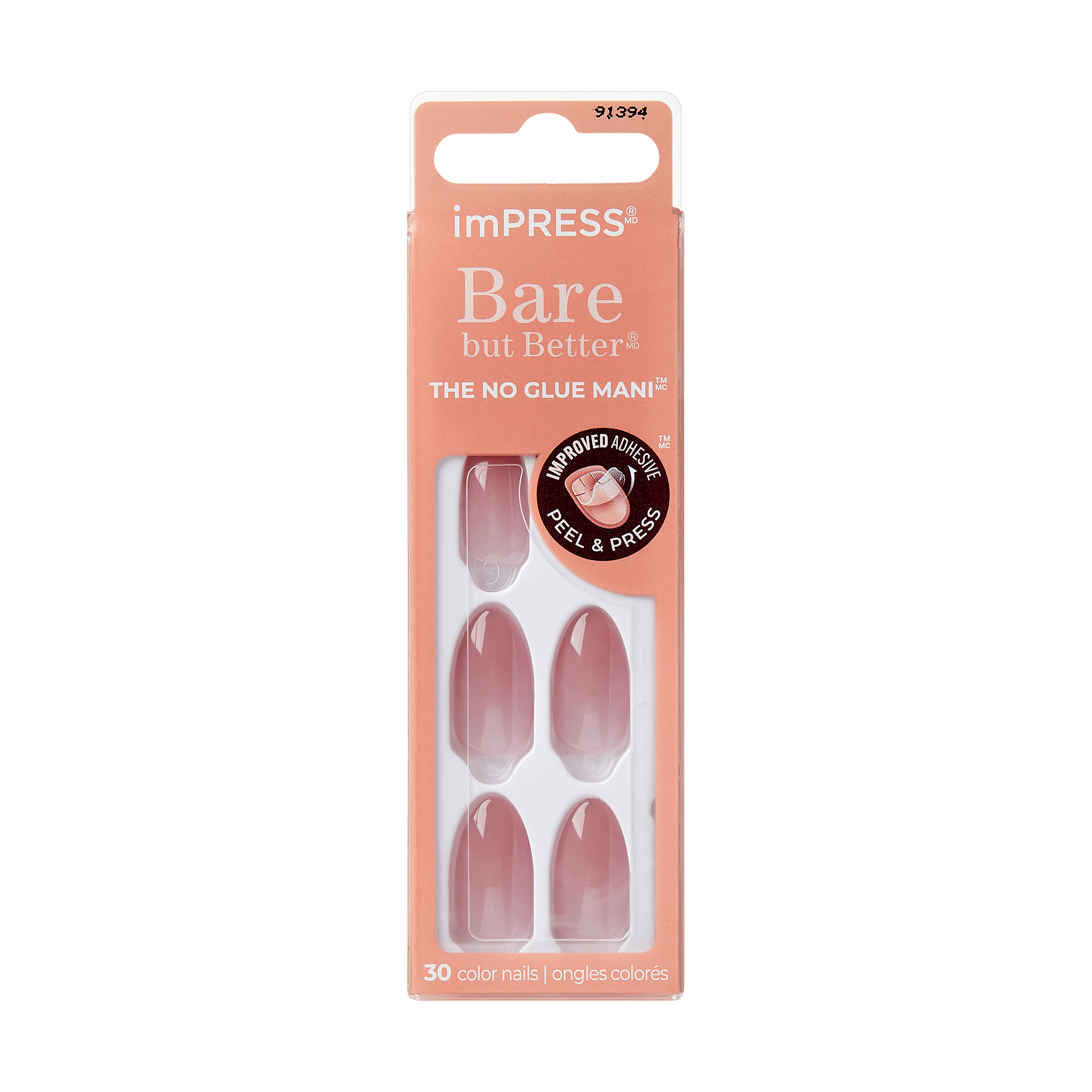 Unghii cu aplicare prin presare imPRESS Bare but Better, Serenity, 1 set, Kiss