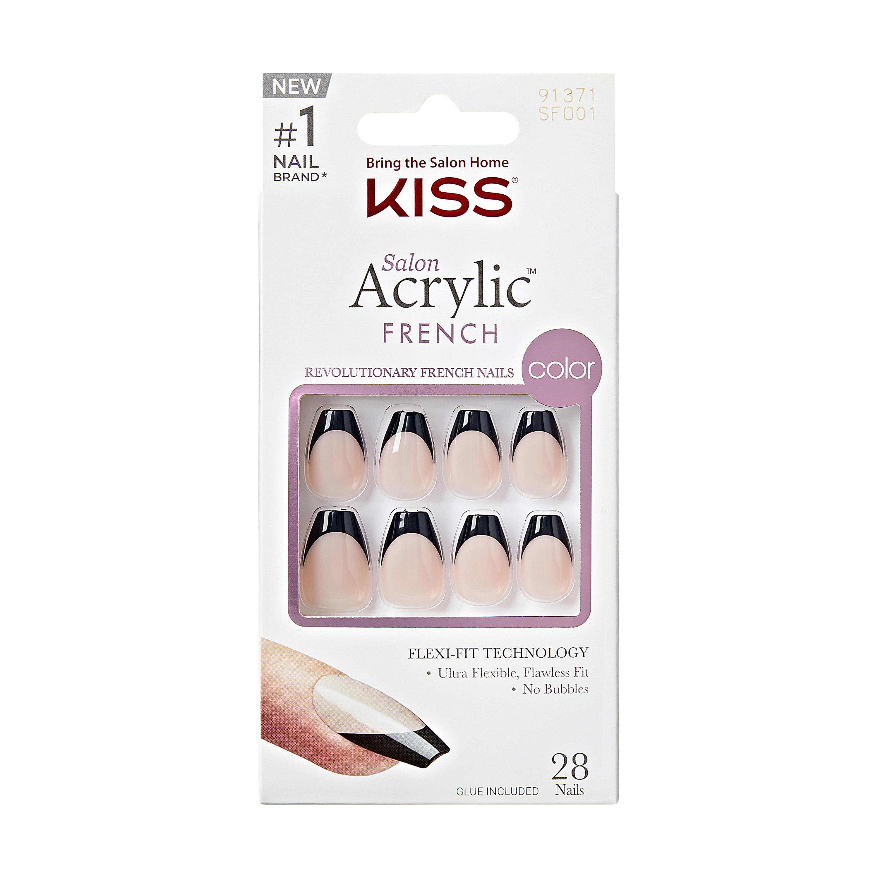 Unghii false Salon Acrylic French Color, Flame, 1 set, Kiss