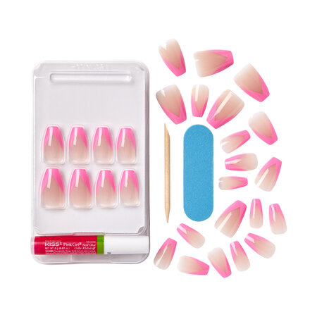 Unghii false Salon Acrylic French Color, Squared, 1 set, Kiss 689605