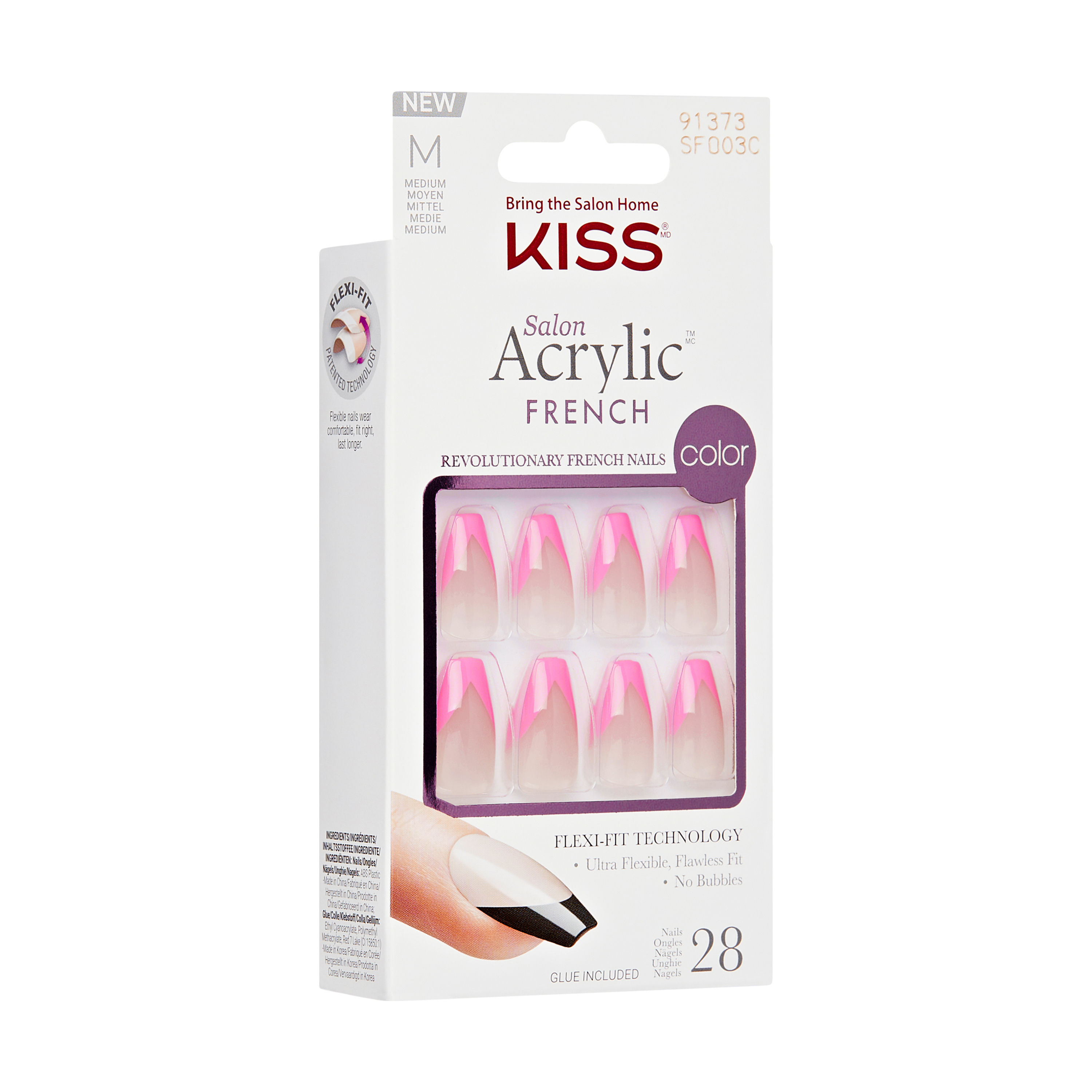 Unghii false Salon Acrylic French Color, Squared, 1 set, Kiss