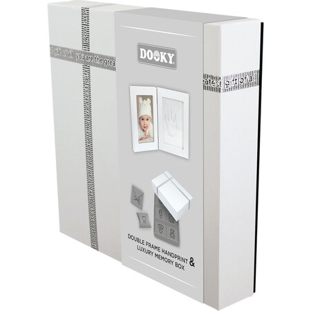 Cutie pentru amintirile bebelusului cu kit amprenta 2D Double Frame, White, Dooky