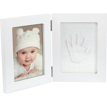 Cutie pentru amintirile bebelusului cu kit amprenta 2D Double Frame, White, Dooky 689698