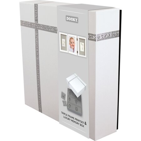 Cutie pentru amintirile bebelusului cu kit amprenta 2D Triple Frame White, Dooky