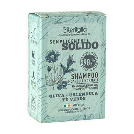 Sampon solid cu masline, galbenele si ceai verde, 85 g, Iteritalia