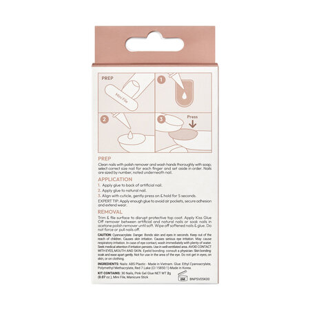 Unghii false Mocha Short Bare But Better Premium, 30 buc, Kiss 690691