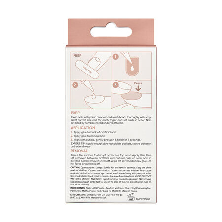 Unghii false Spicy Short Bare But Better Premium, 30 buc, Kiss 690696