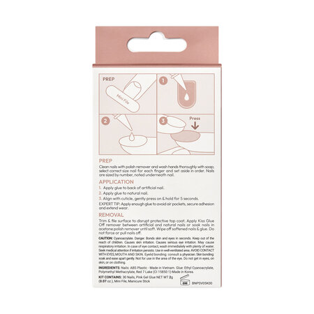 Unghii false Slay Short Bare But Better Premium, 30 buc, Kiss 690708