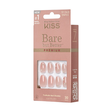 Unghii false Slay Short Bare But Better Premium, 30 buc, Kiss 690702