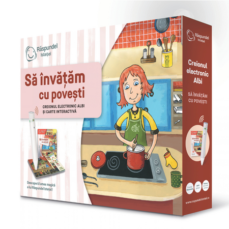 Pachet creion vorbitor Albi si carte Sa invatam cu povesti, Sa invatam cu povesti, 3 ani+, Raspundel Istetel 821554