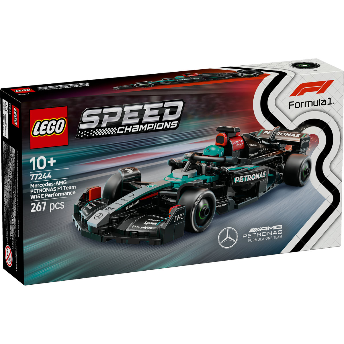 Masina de curse Mercedes AMG F1 W15 Speed Champions, + 10 ani, 77244, Lego