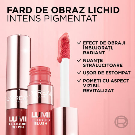 Fard de obraz lichid Lumi, 627 Glowy Warm Peach, 11 ml, Loreal Paris 691079