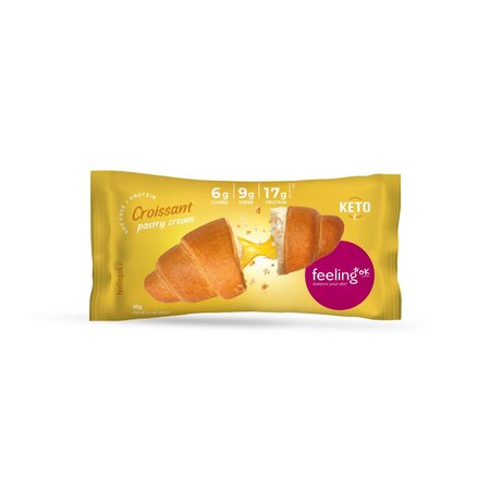 Croissant proteic cu crema de patiserie, 65 g, Feeling Ok