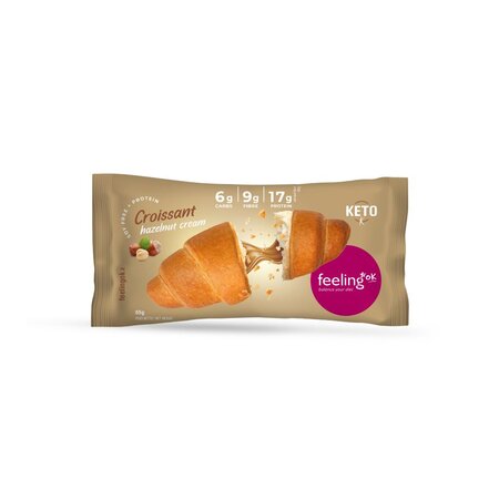 Croissant proteic cu crema de alune de padure, 65 g, Feeling Ok