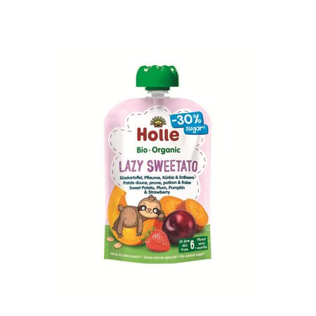 Piure din cartofi dulci cu prune, dovleac si capsuni Lazy Sweetato, 100 g, Holle