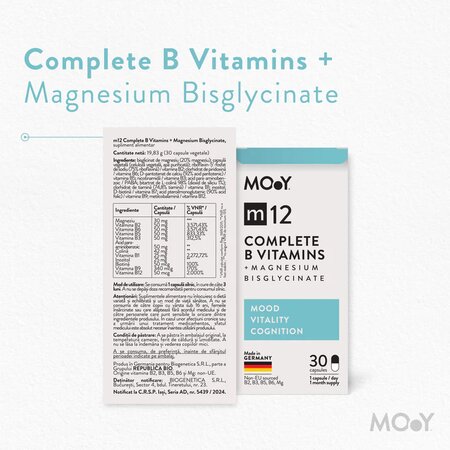 Complete B Vitamins + Magnesium Bisglycinate M12, 30 capsule, Molecules of Youth 691535